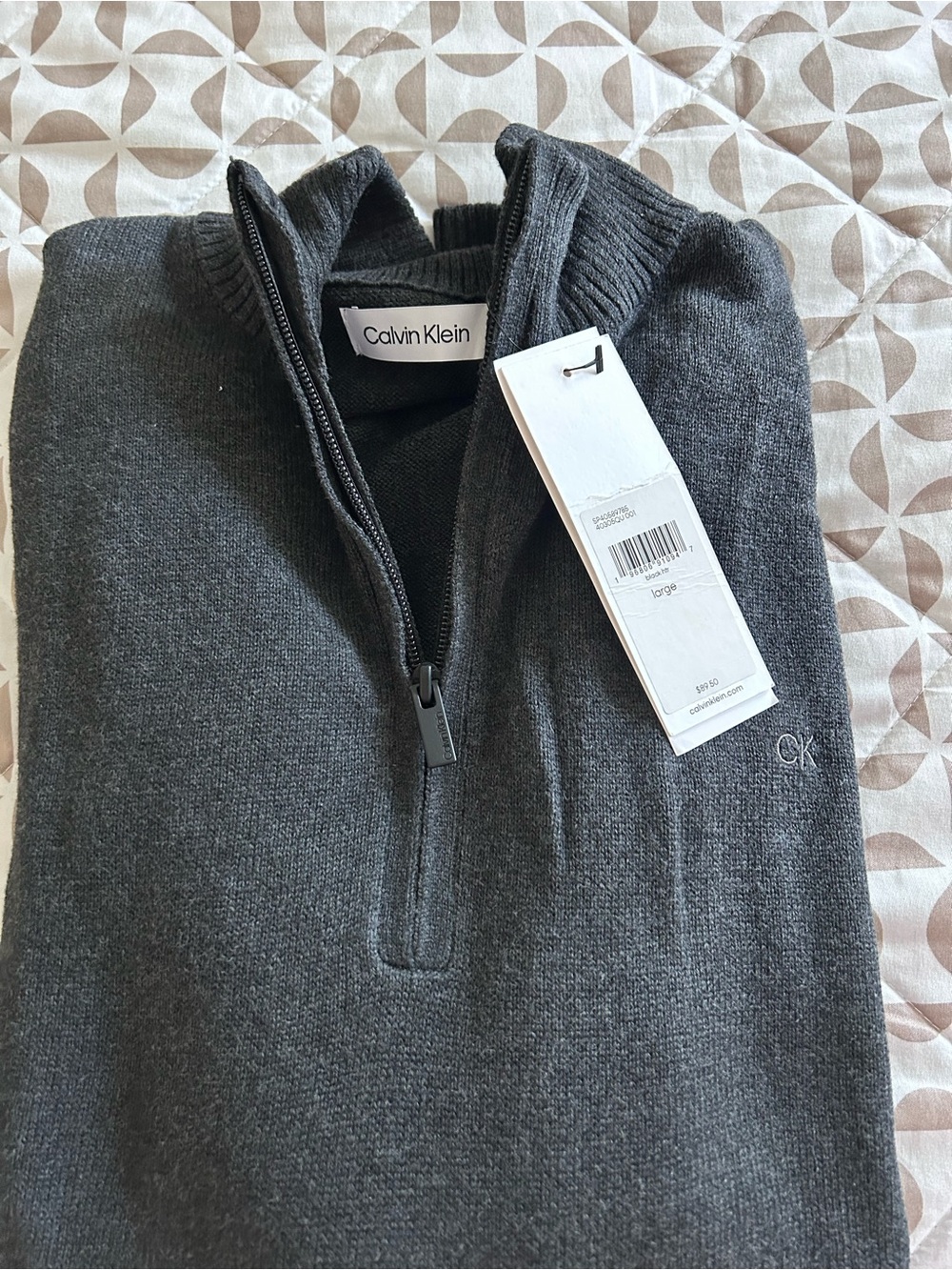 Calvin Klein Men's Dark Charcoal Half-Zip Sweater